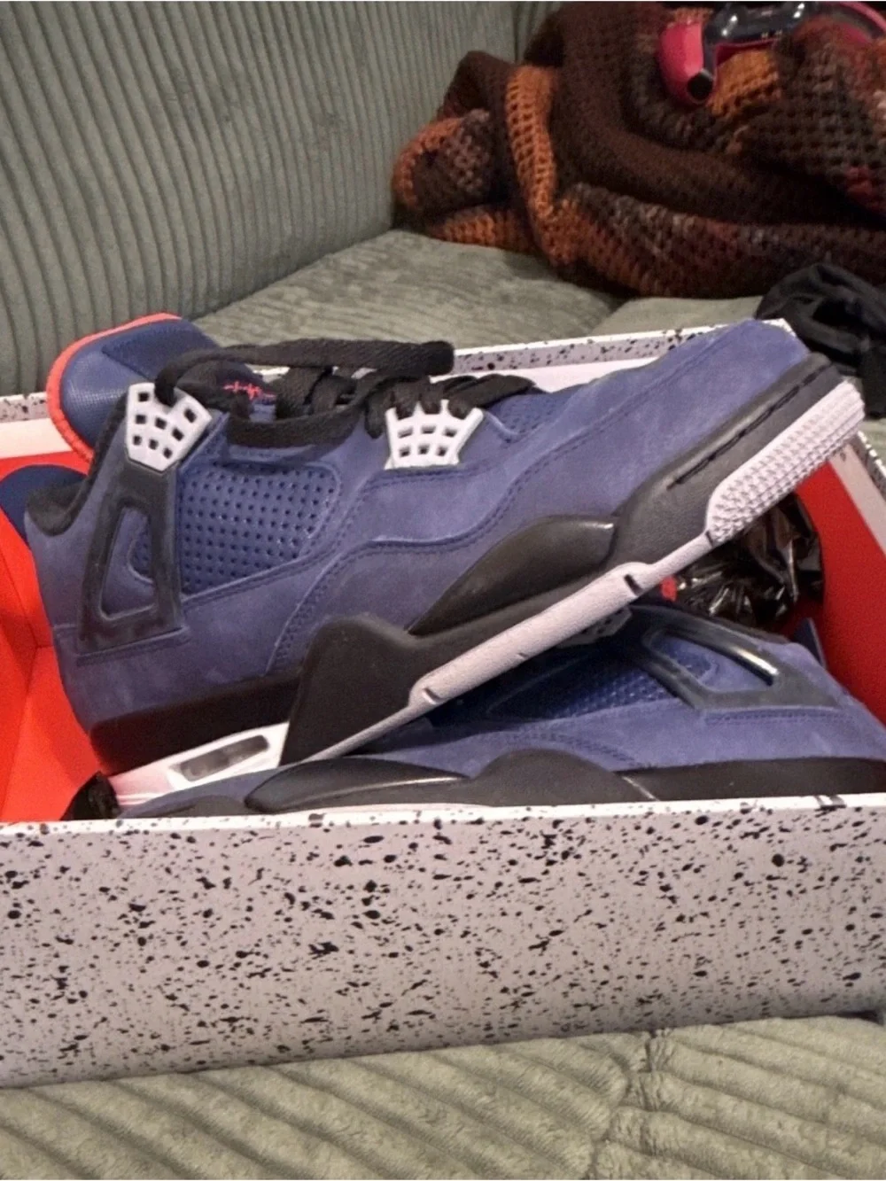 Jordan Men's Navy and Black Suede Sneakers